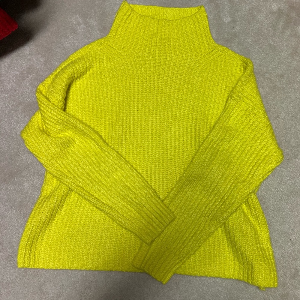 Anthropologie neon yellow turtleneck sweater